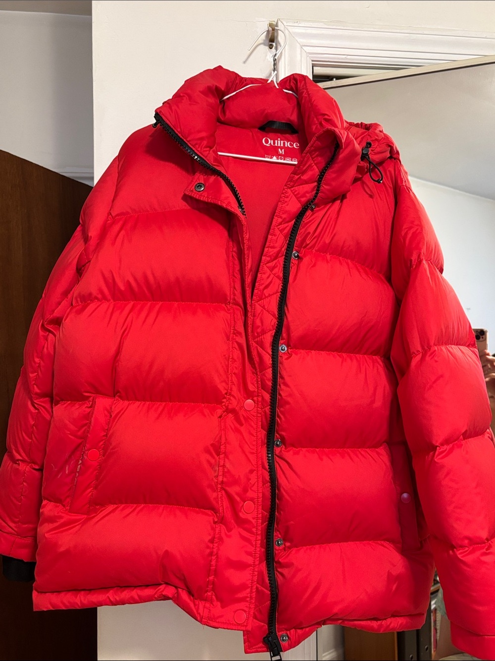 Quince Bright Red Quilted Puffer Coat